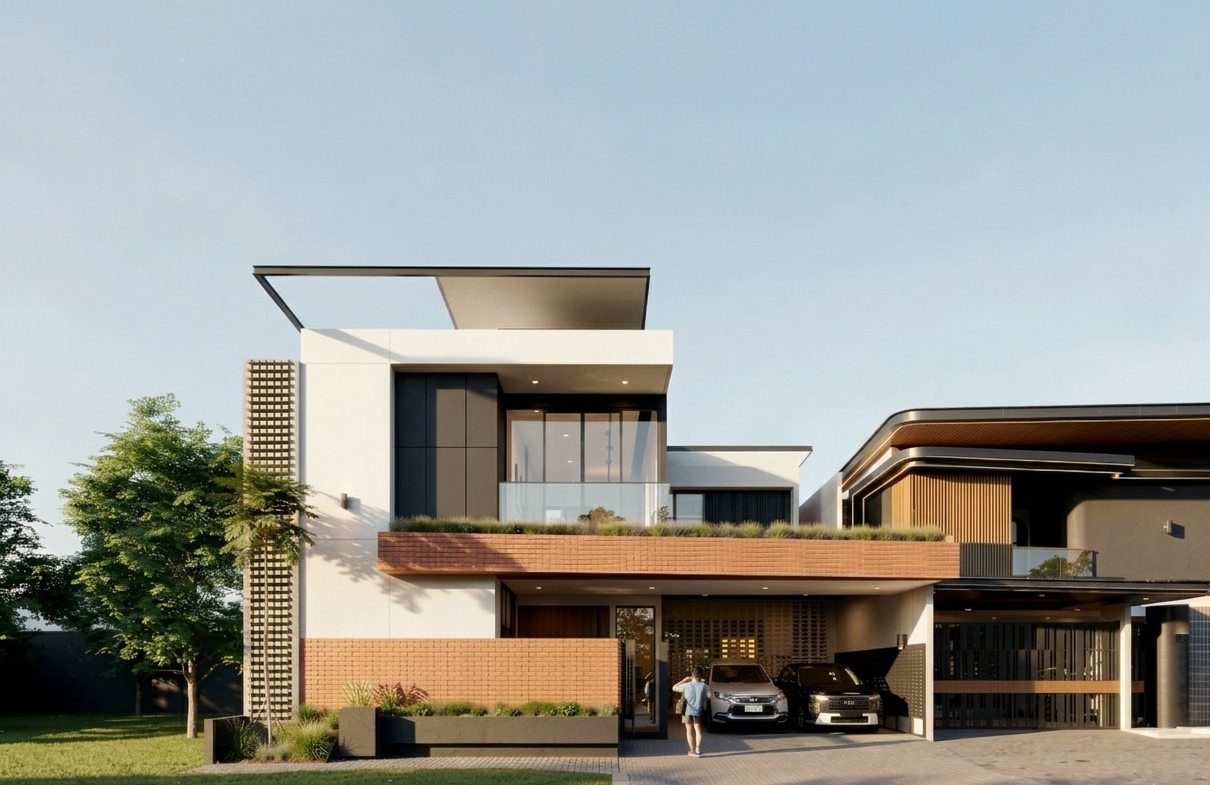 Desain Rumah Tropis Modern 2 Lantai di Solo Baru: Hunian Mewah, Terang, & Lapang